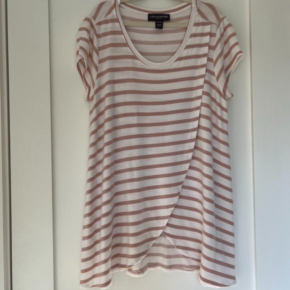 Pea in the Pod Striped Nursing Shirt Nude & White - Picture 3 of 6